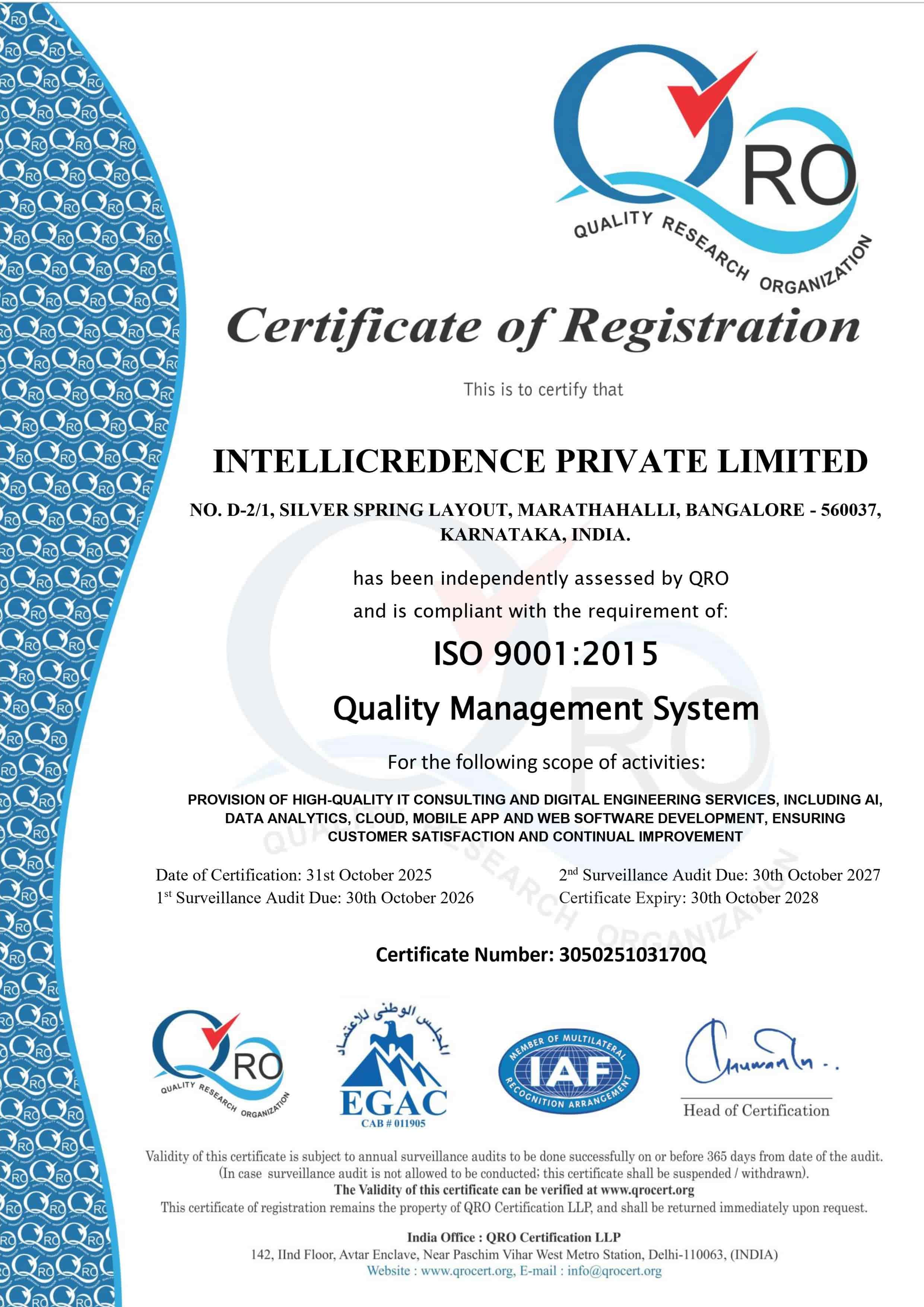 ISO 9001 Certificate